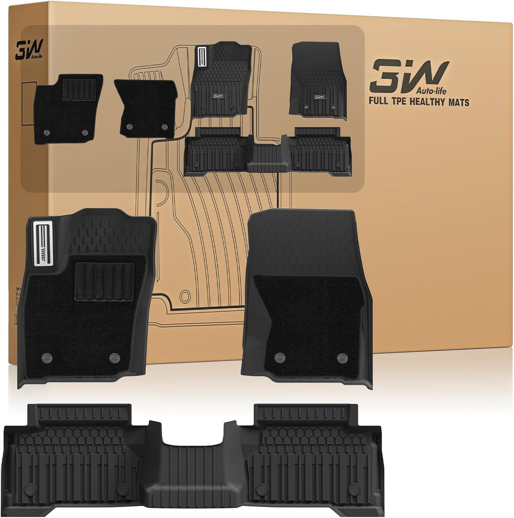 3W Floor Mats&Carpet for Toyota Tacoma 2024-2026 Double Cab Auto Tran(Not Fit Hybrid & XtraCab) with Metal Pedals, TPE All Weather Custom Fit Floor Liner for Tacoma TRD/SR/SR5/limited Car Liners.