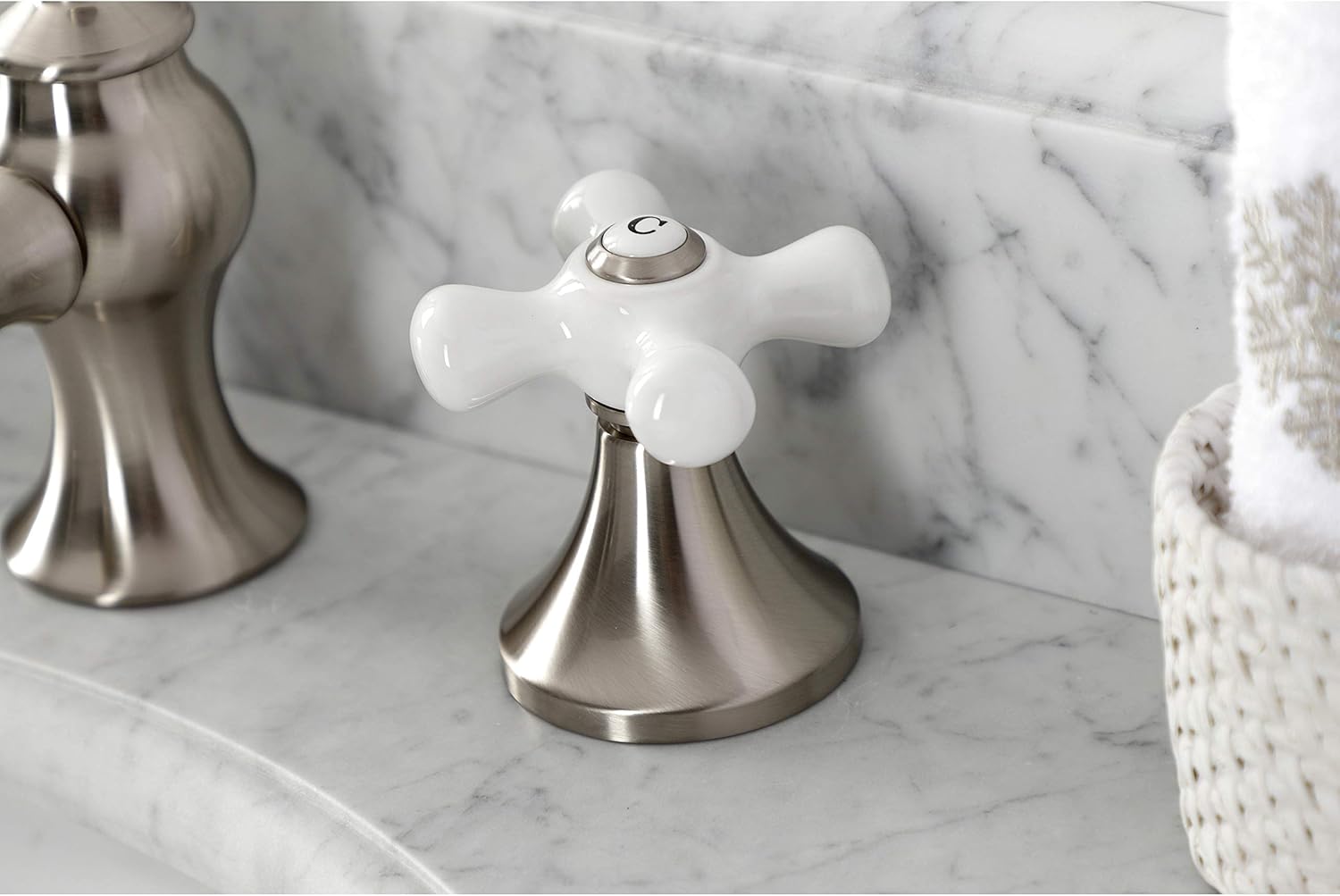 Kingston Brass KC7068PX Vintage 8 in. Widespread Bathroom Faucet, Brushed Nickel