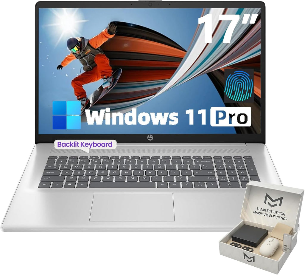 HP 17.3 Laptop Computer for Business - Intel 10-Core i5 1334U (Up to 4.6 GHz), 32GB RAM, 1TB PCIe SSD, HD+ (250 BrightView nits), Windows 11 Pro, Backlit KB, Fingerprint