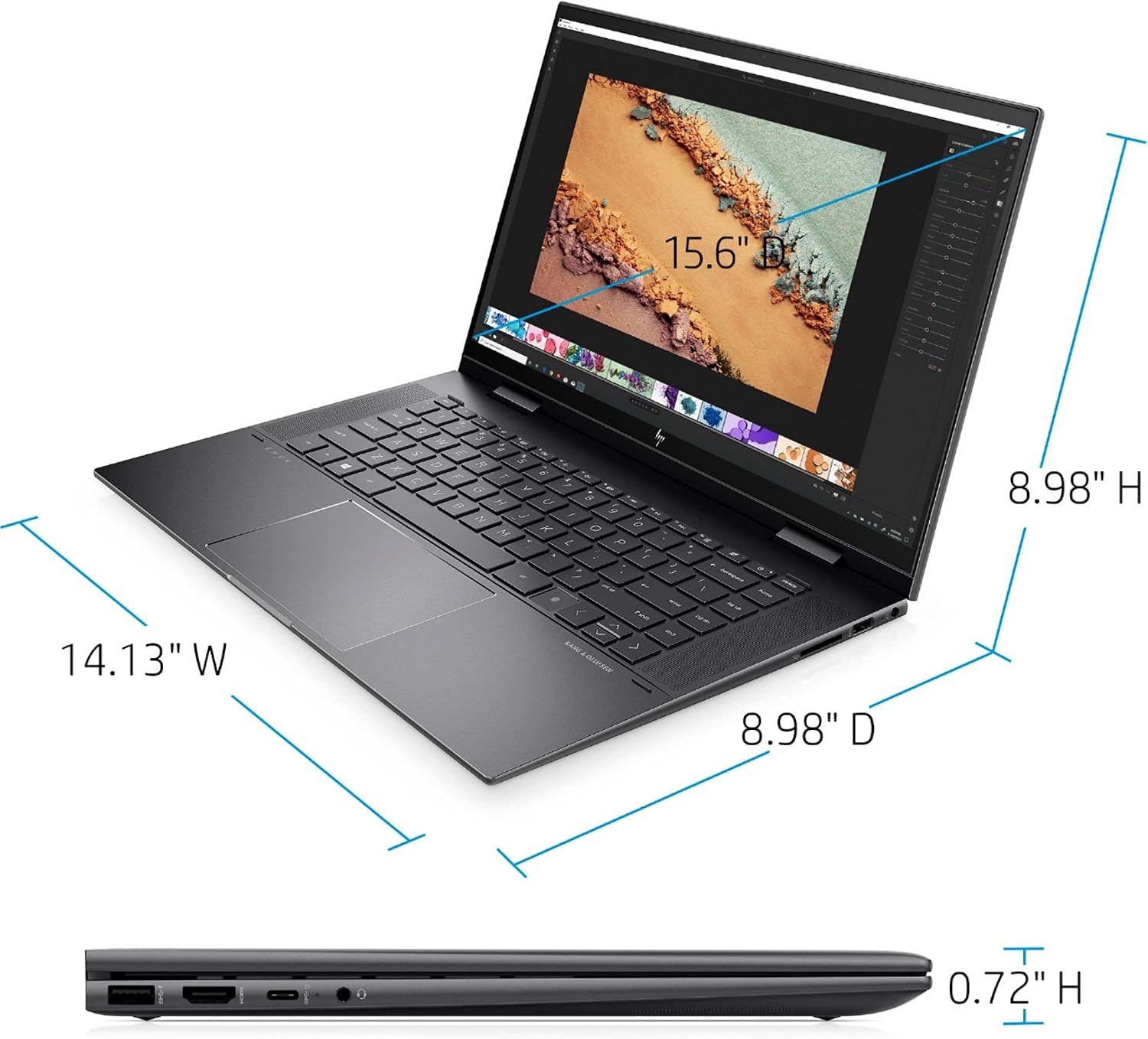 HP Envy X360 2-in-1 15.6 Inch FHD Touchscreen Laptop, AMD Six-Core Ryzen 5 5500U (Beat i7-7500U), 12GB RAM, 512GB PCIe SSD, Backlit Keyboard, Fingerprint Reader, Windows 10
