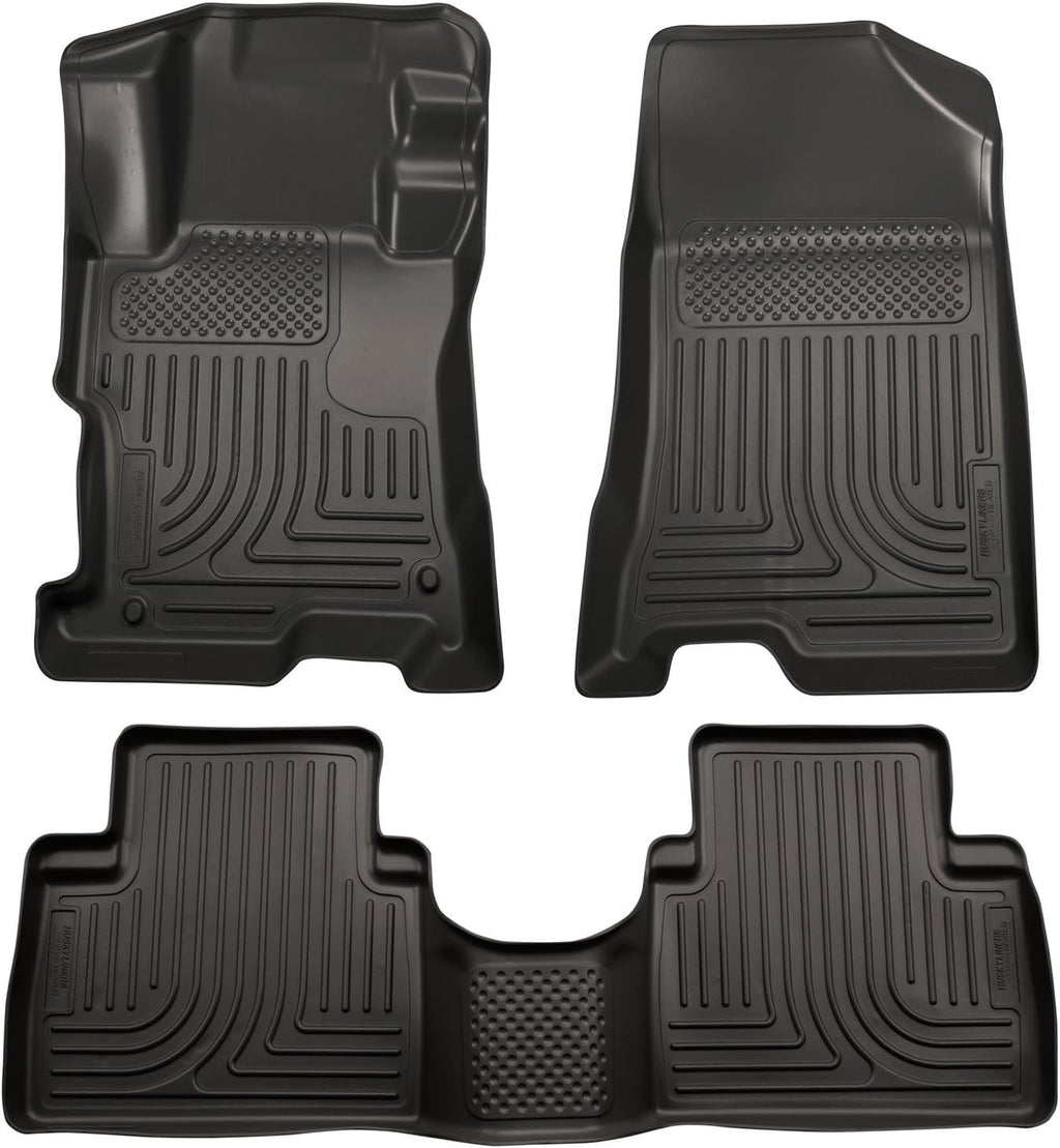 Husky Liners Weatherbeater Floor Mats | Fits 2011-2015 Hyundai Sonata (Includes Hybrid) | Front & 2nd Row, 3-pc Black - 98851