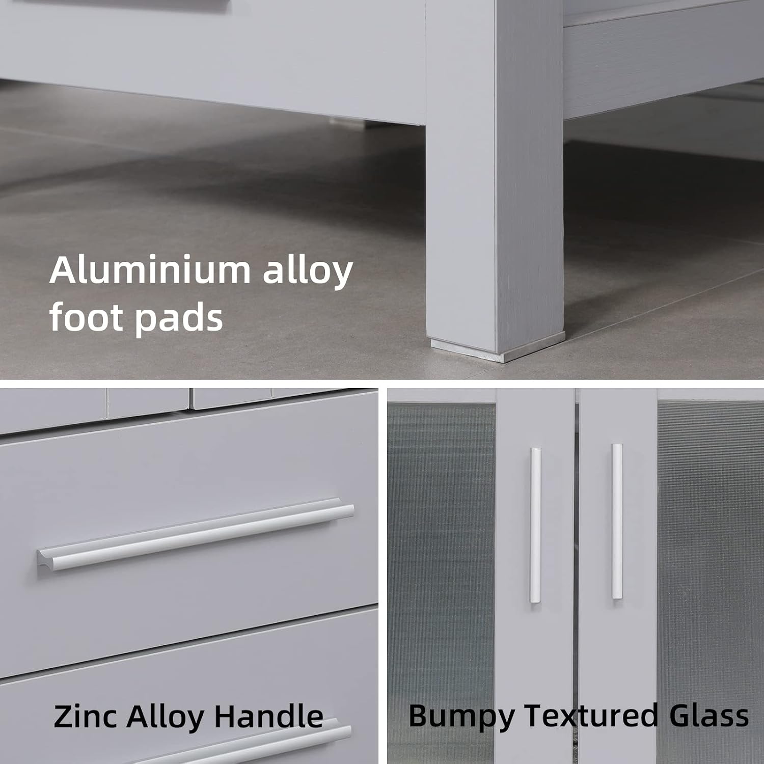 UEV 24' Grey Bathroom Vanity with Ceramic Vessel Sink, ORB Faucet, MDF Vanity with Pop Up Drain and 30% Water-Saving Design, Soft Closing Drawers/Doors,Mirror Not Included (A07)