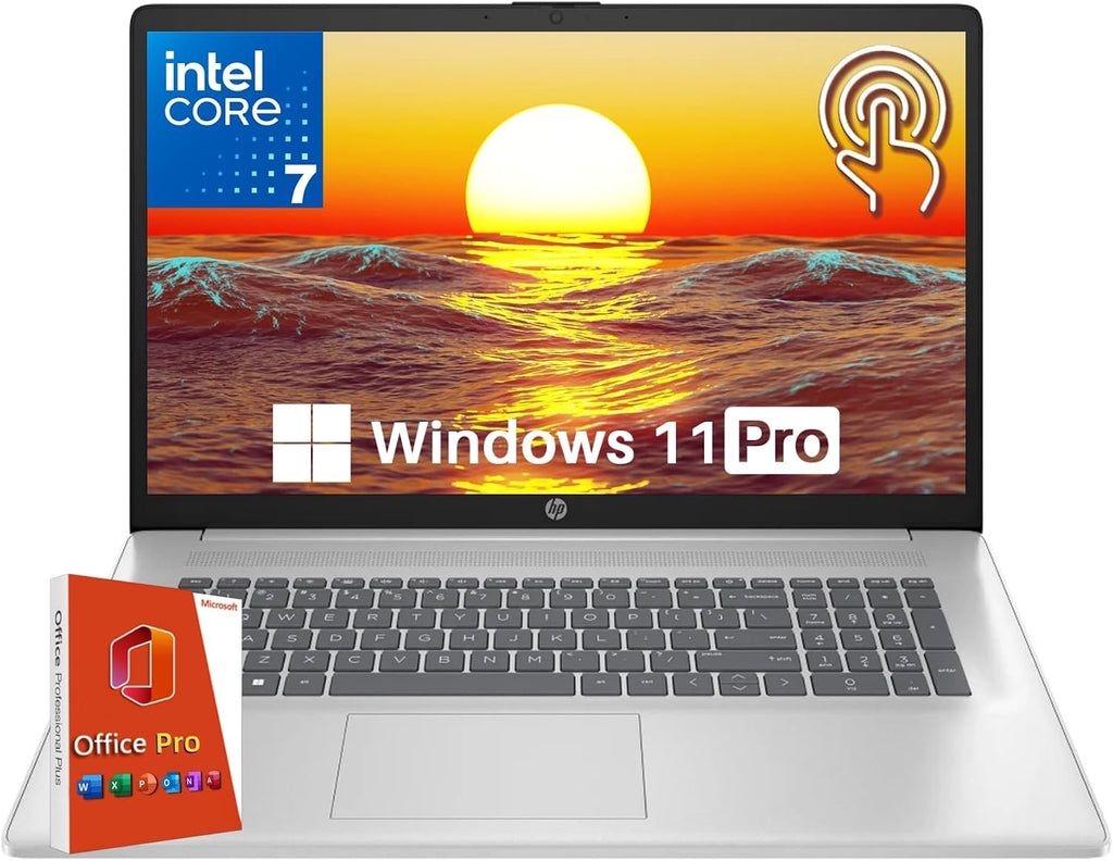 HP 17.3 inch Touchscreen Laptop, Microsoft Office Pro Lifetime, Intel 10-Core 7 150U(Up to 5.4GHz), 64 GB RAM, 4 TB SSD, 17 inch Touchscreen HD+, Long Battery Life, Fast Charge, Windows 11 Pro
