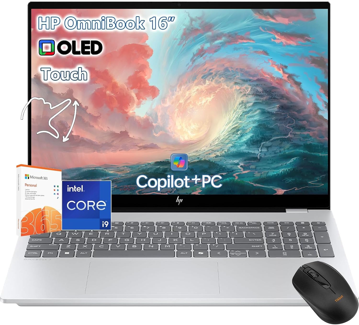 HP OmniBook 7 Touchscreen Laptop - 16inch 2K OLED 120Hz -Intel Core 9 270H Beat AMD Ryzen 9 8945H -32GB RAM| 2TB SSD -Office 365 - Business Computadora Portátil PC AI Copilot Windows 11