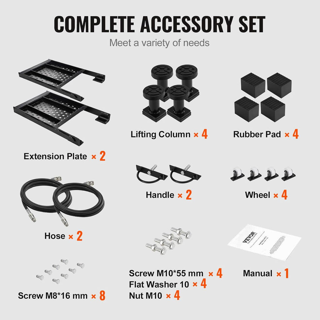 VEVOR Portable Car Lift - 7,000 LBS Capacity, 26.8' Max. Height, Heavy-Duty Carbon Steel Truck Lift with 120V Power Unit | 26.8' Max Height, Extended-Length Plates, Heavy-Duty Carbon Steel, 120V Power Unit, For Home Garage Shop