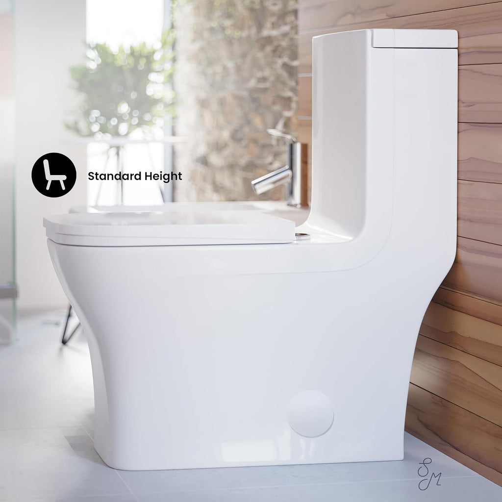 Concorde One-Piece 14' Rough-in 1.1/1.6 GPF Dual Top Flush Square Toilet in Glossy White