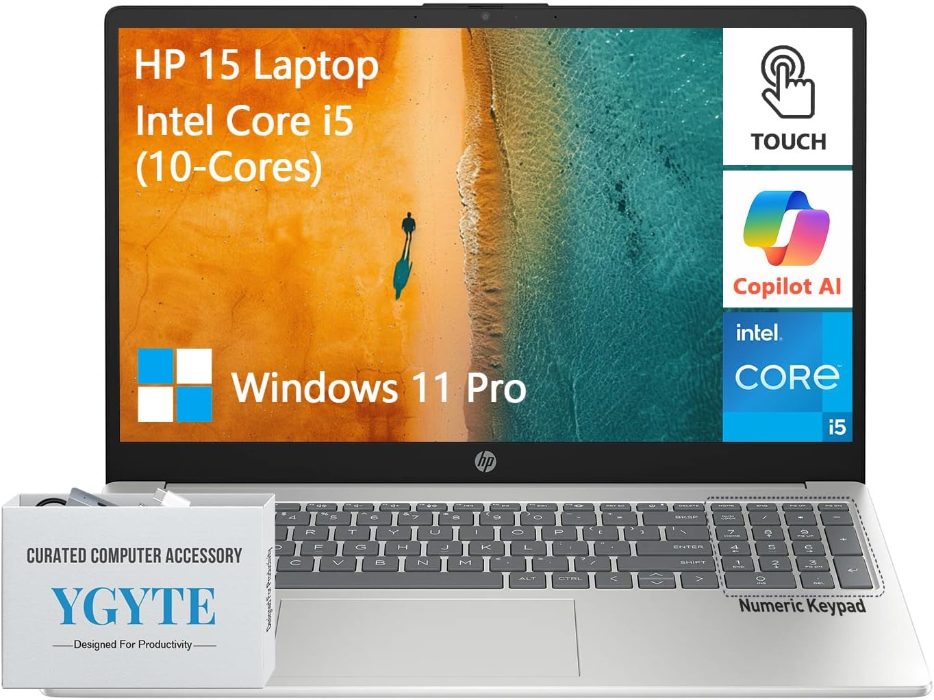HP 15.6 Laptop Touchscreen Computer, Intel 10-Core i5(Beat i3-1215U), Touch Screen Laptop 15 Inch Laptop PC, 32GB RAM 1TB SSD, Windows 11 Pro, 10-Key Number Pad, Wi-Fi 6