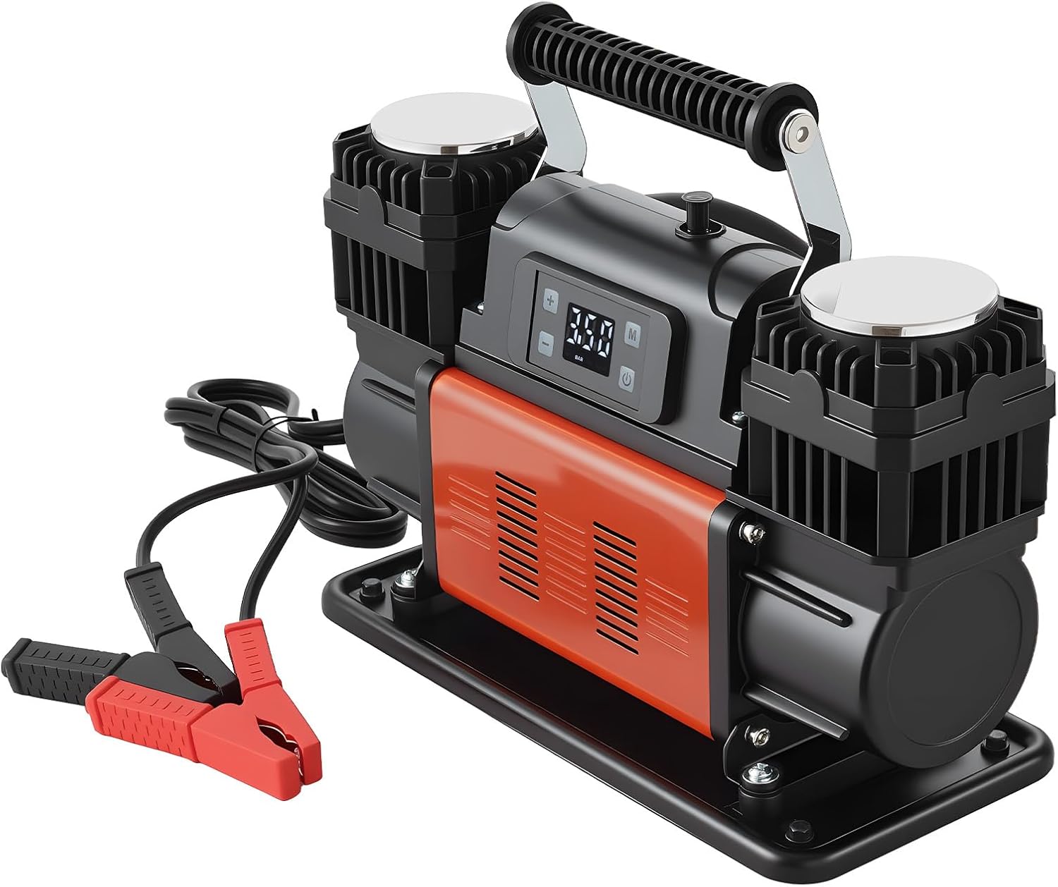 VEVOR Dual-Cylinder Heavy Duty Air Compressor, 10.6CFM Auto-Stop Portable Tire Inflator, 12V 150PSI Offroad Air Pump with LCD Digital Display & Adapters for Truck Car SUV 4 x 4 Vehicle RV