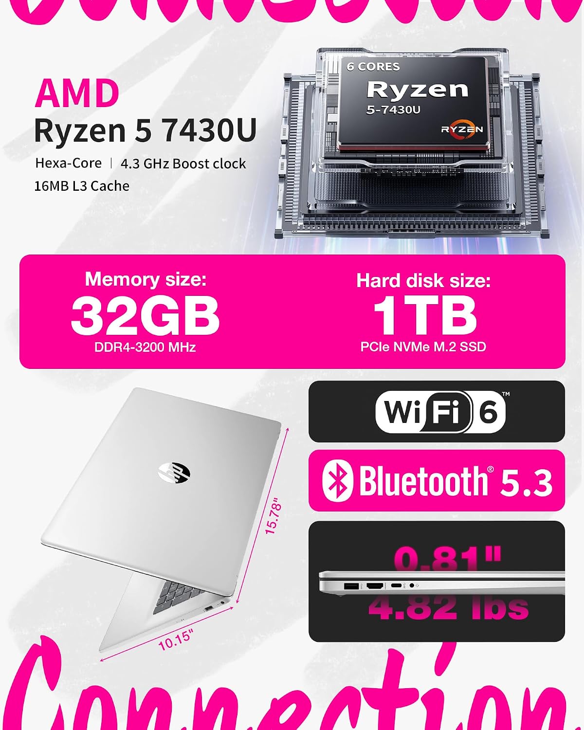 HP 2025 17' Touchscreen Business Laptop, Powerful Ryzen 5 7430U, 32GB RAM, 1TB SSD, Win 11 Pro, Copilot Key, Smooth Typing Keyboard, Fast Wi-Fi 6，w/Accessories