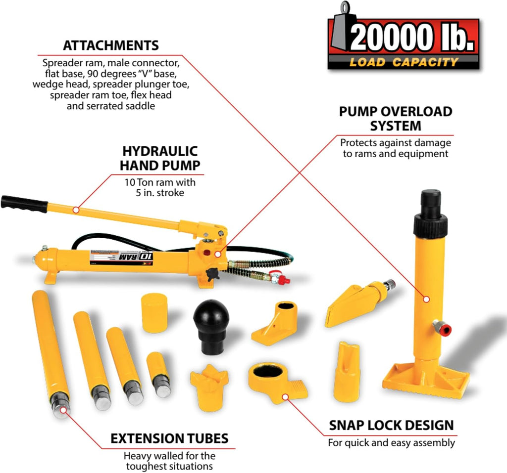 Performance Tool W1651 Hydraulic Collision Repair Kit for Vehicle Service Professionals