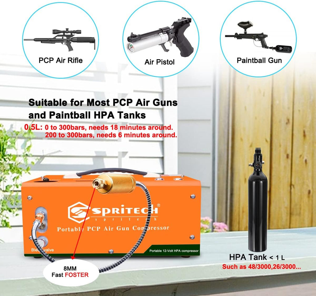 PCP Air Compressor,Auto-shutoff 4500Psi/30Mpa Oil/Water-Free Set-pressure Air Gun and Paintball Tank Pump with Water/Oil Separator,Built-in Power Adapter(110V AC or 12V Car Battery)