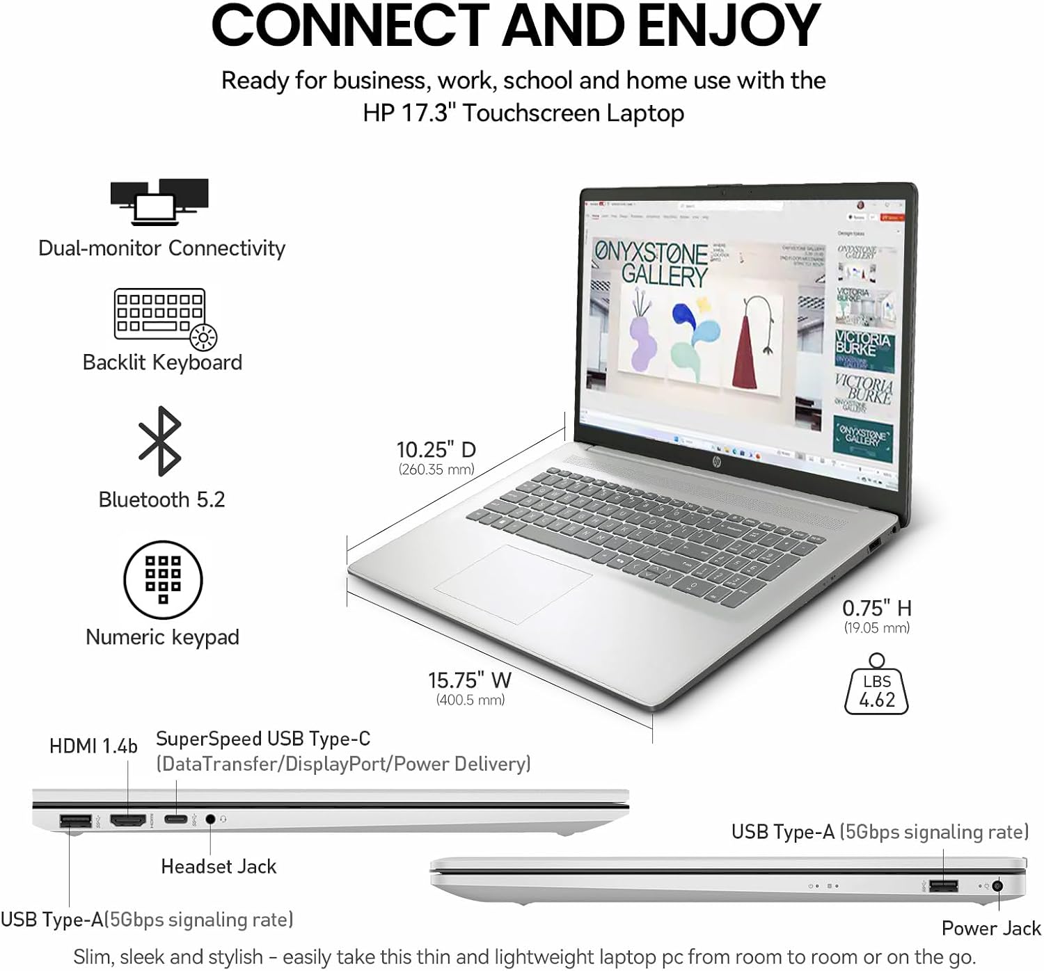HP 2026 17 Inch Laptop Touchscreen Computer, 17.3 HD+ IPS Touch Screen Business Laptop AI PC, 15th Gen Intel Core Ultra 7(12-Core), 8GB DDR5 RAM 512GB SSD|Windows 11 Pro,10-Key Backlit Keyboard|WiFi6