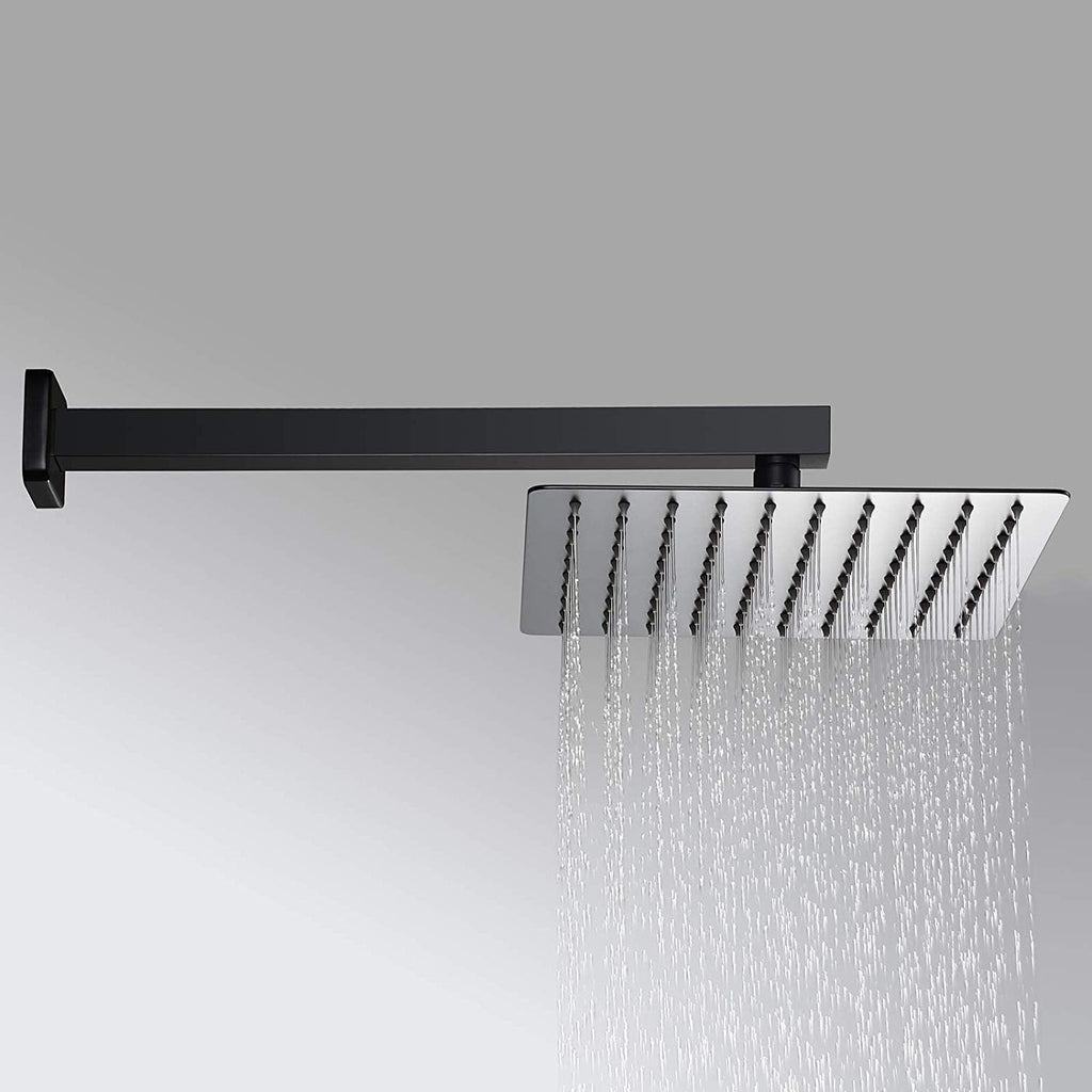 Shower Set Shower System, Wall Mounted Rain Shower Set 12' Square Shower Head Handheld Shower Modern Dual Function Shower Fixture for Bathroom, Solid Brass Matte Black Shower Set