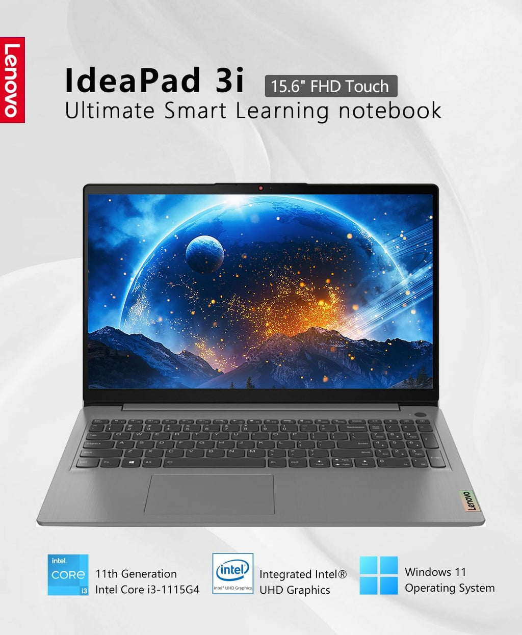 Lenovo 2023 Ideapad 3i Laptop, 15.6' FHD Touchscreen, 12GB DDR4 RAM, 11th Gen Intel Core i3-1115G4 Processor, 256GB SSD, HDMI, Webcam, Wi-Fi6, Bluetooth, Win11, Arctic Grey, W/GaLiMu