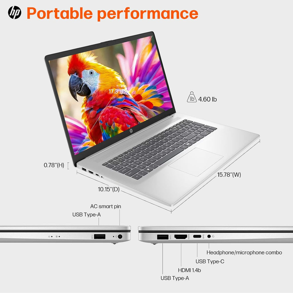 HP 2025 17 inch Laptop, Intel 8-Core i3-N305, 17.3' HD+ Anti-Glare Display, 32GB RAM, 2TB SSD, Windows 11 Pro, Copilot AI, Numeric Keypad, Wi-Fi 6, HDMI, for Business Student, w/Accessories