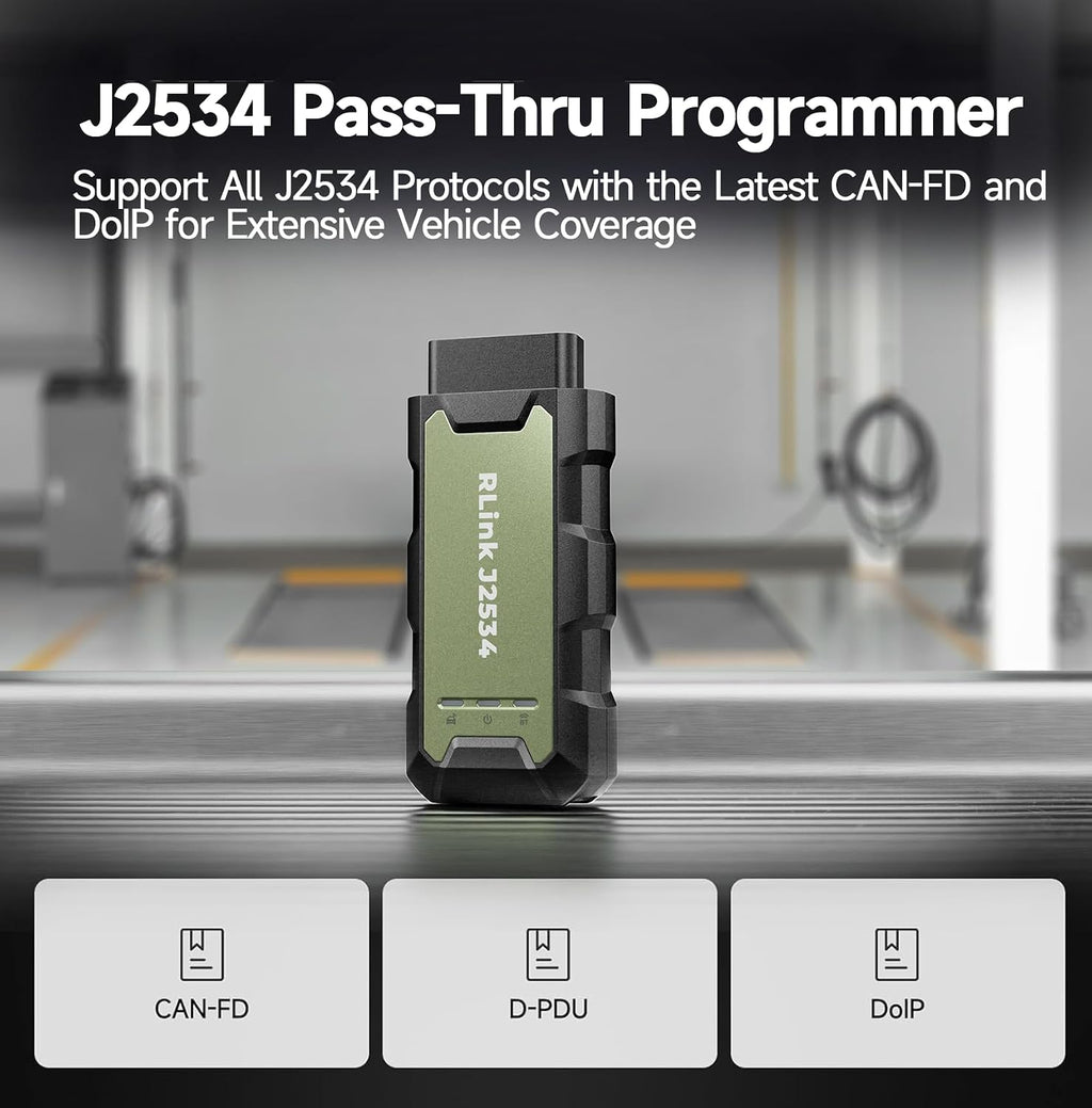 TOPDON RLink J2534 Reprogramming Tool, High-Speed J2534 Pass-Thru Programmer, OEM Reprogramming and Diagnostic Tool, Supports J2534/D-PDU/CAN-FD/DoIP, 17+ Vehicle Brands Supported