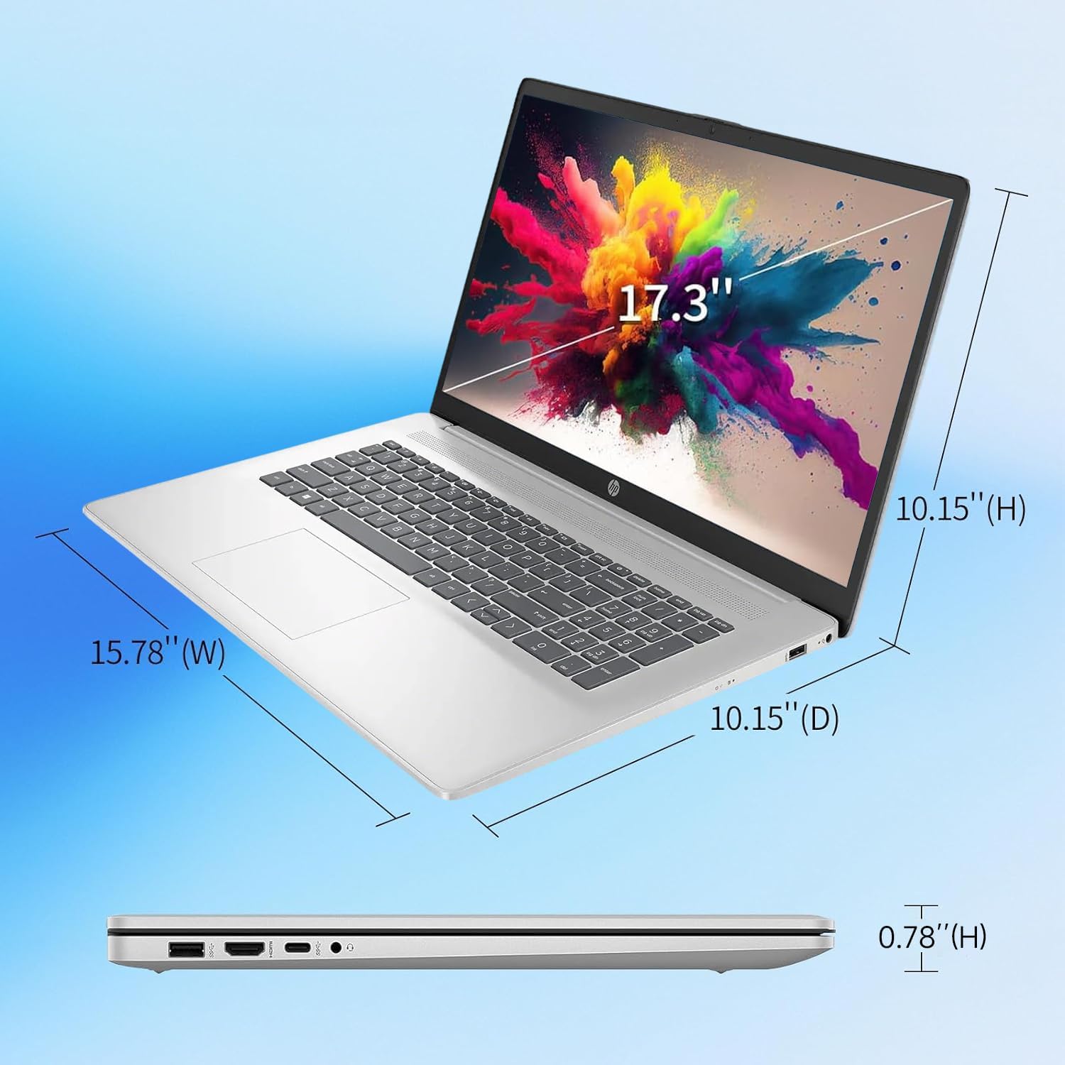 HP 17 Inch Laptop 2025, 17.3' FHD IPS Display, 32 GB RAM, 1 TB SSD, AMD Ryzen 5 7430U, AMD Radeon Graphics, Copilot-AI, Wi-Fi 6, Long Battery Life, Anti-Glare, Windows 11 Pro, w/Accessories