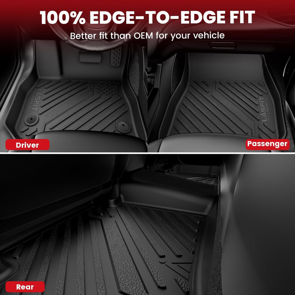LASFIT Floor Mats 2015-2023 for Dodge Challenger RWD(Not for AWD), All Weather TPE Custom Fit Car Mats Floor Liners 1st & 2nd Row, Black