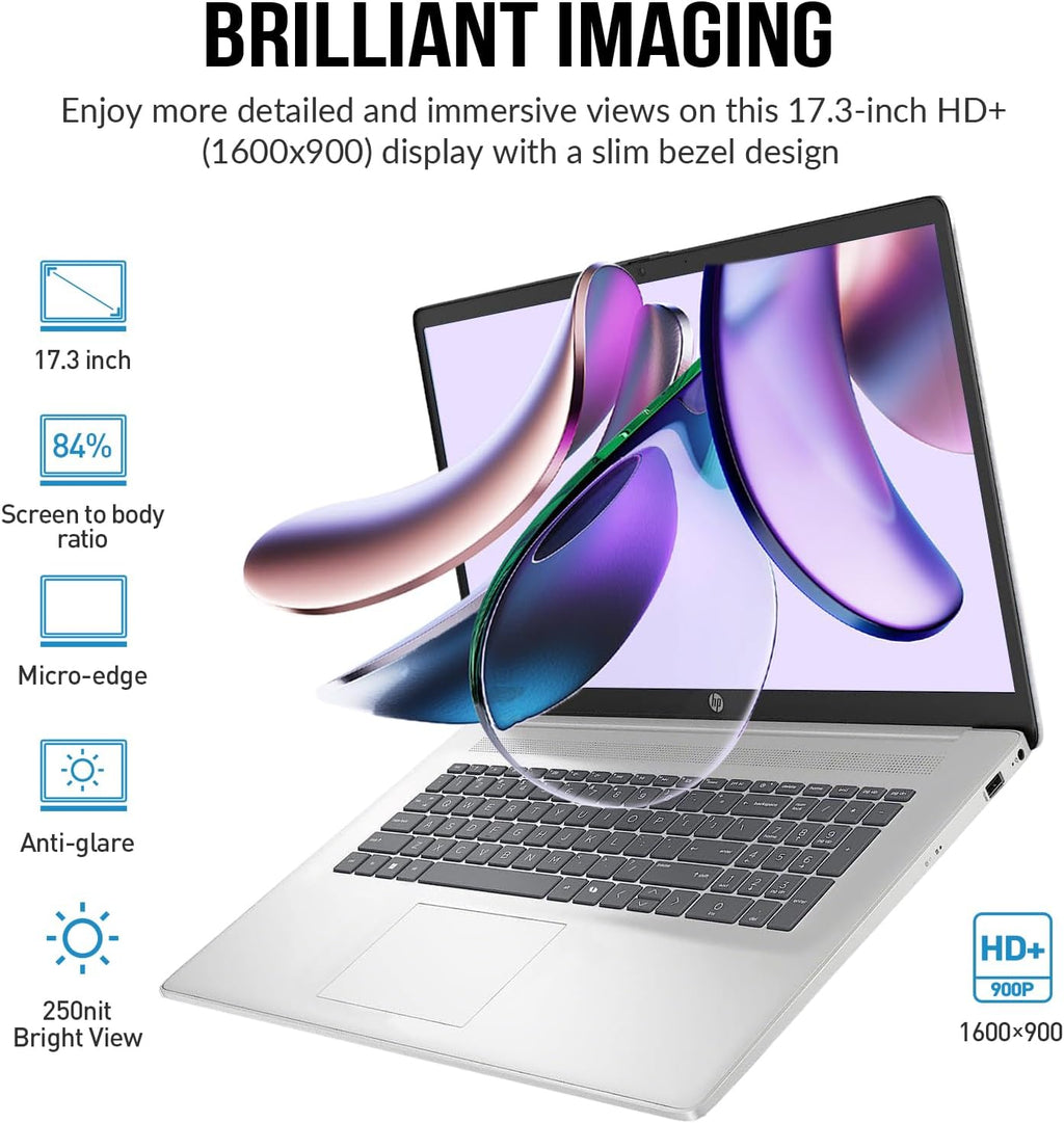HP Laptops 17 Inch, 17.3' Laptop Computer, HD+ Large Screen, Intel Core i3 (8-Cores), 32GB RAM 2TB SSD, Windows 11 Pro, Number Pad, Wi-Fi 6, USB-C
