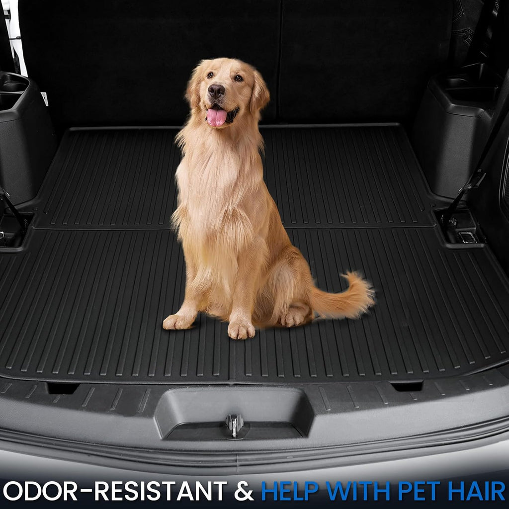 Floor Mats Cargo Mat Set for 2015-2019 Ford Explorer 7 Seats, Extra Sub-Trunk Mat and Door Sill Guards, All Weather TPE Floor Liners Cargo Liner Trunk Lower Mat Accessories