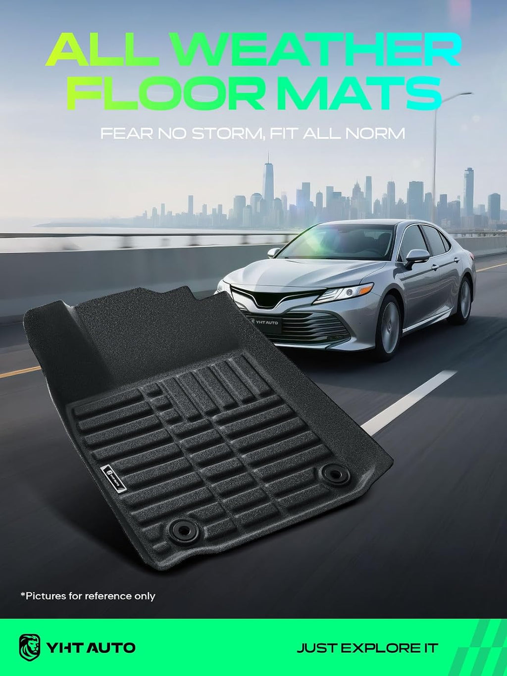 YHTAUTO Automotive All Weather Floor Mats Compatible with Lexus ES350 2013-2018, Car Mats Custom Fit TPE Floor Liners, 1st & 2nd Row, Set of 3