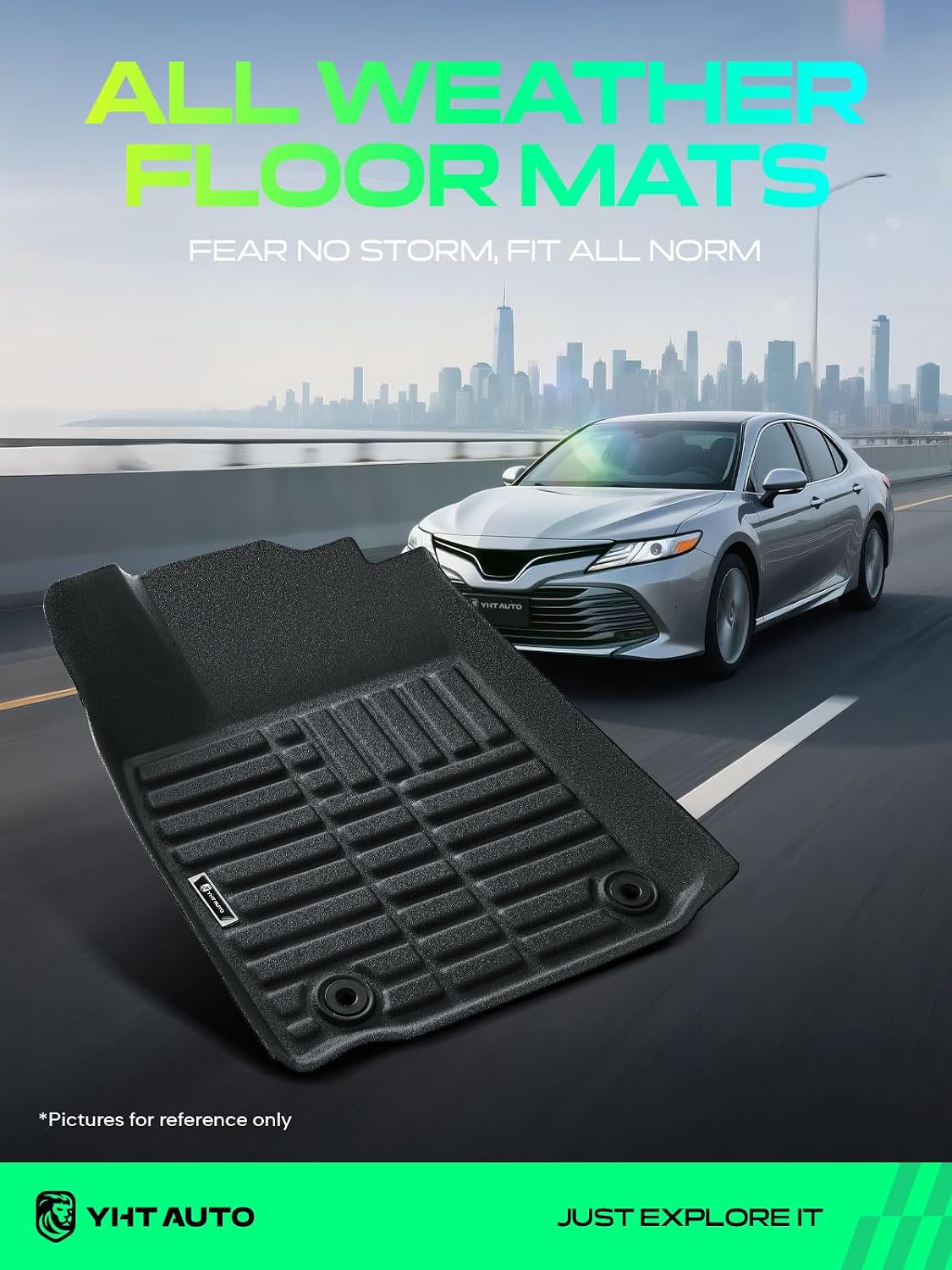YHTAUTO Automotive All Weather Floor Mats Compatible with Lexus ES350 2013-2018, Car Mats Custom Fit TPE Floor Liners, 1st & 2nd Row, Set of 3