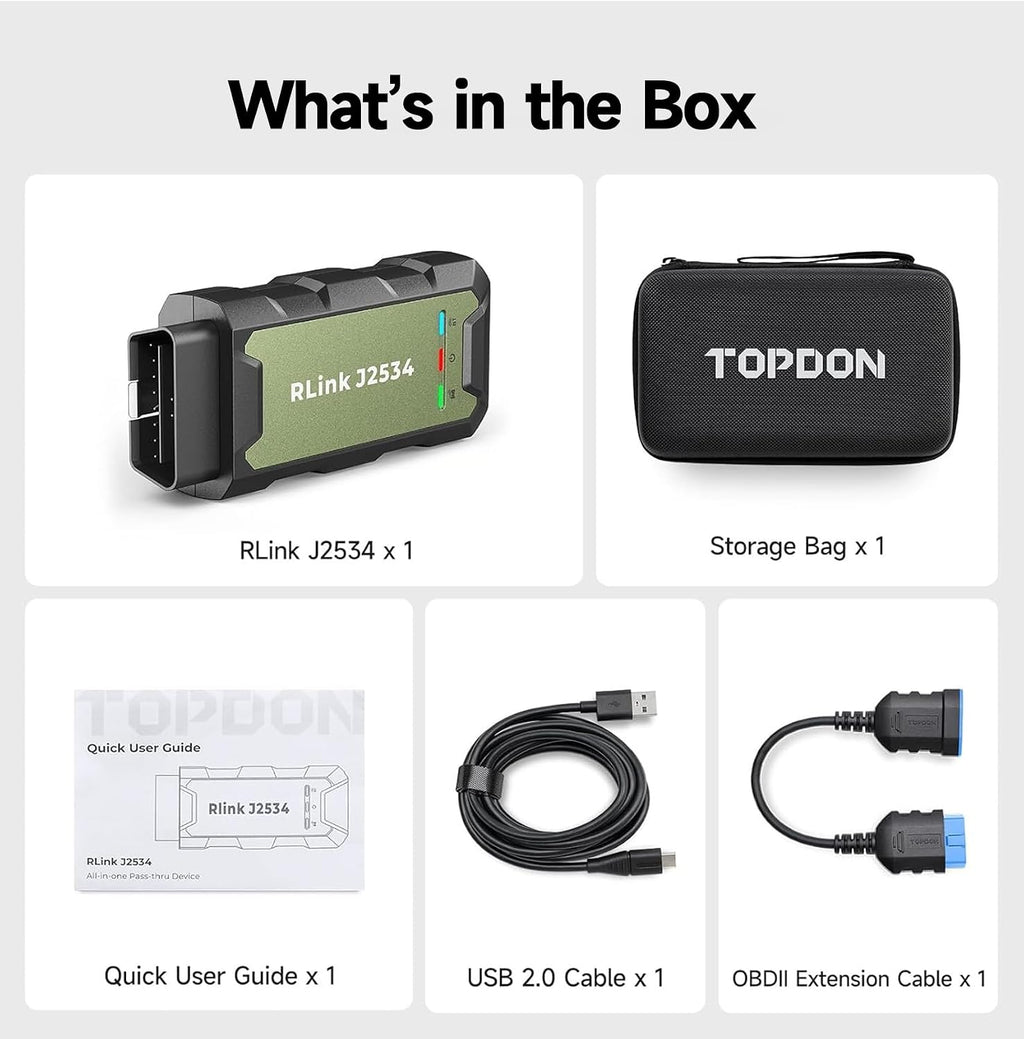 TOPDON RLink J2534 Reprogramming Tool, High-Speed J2534 Pass-Thru Programmer, OEM Reprogramming and Diagnostic Tool, Supports J2534/D-PDU/CAN-FD/DoIP, 17+ Vehicle Brands Supported