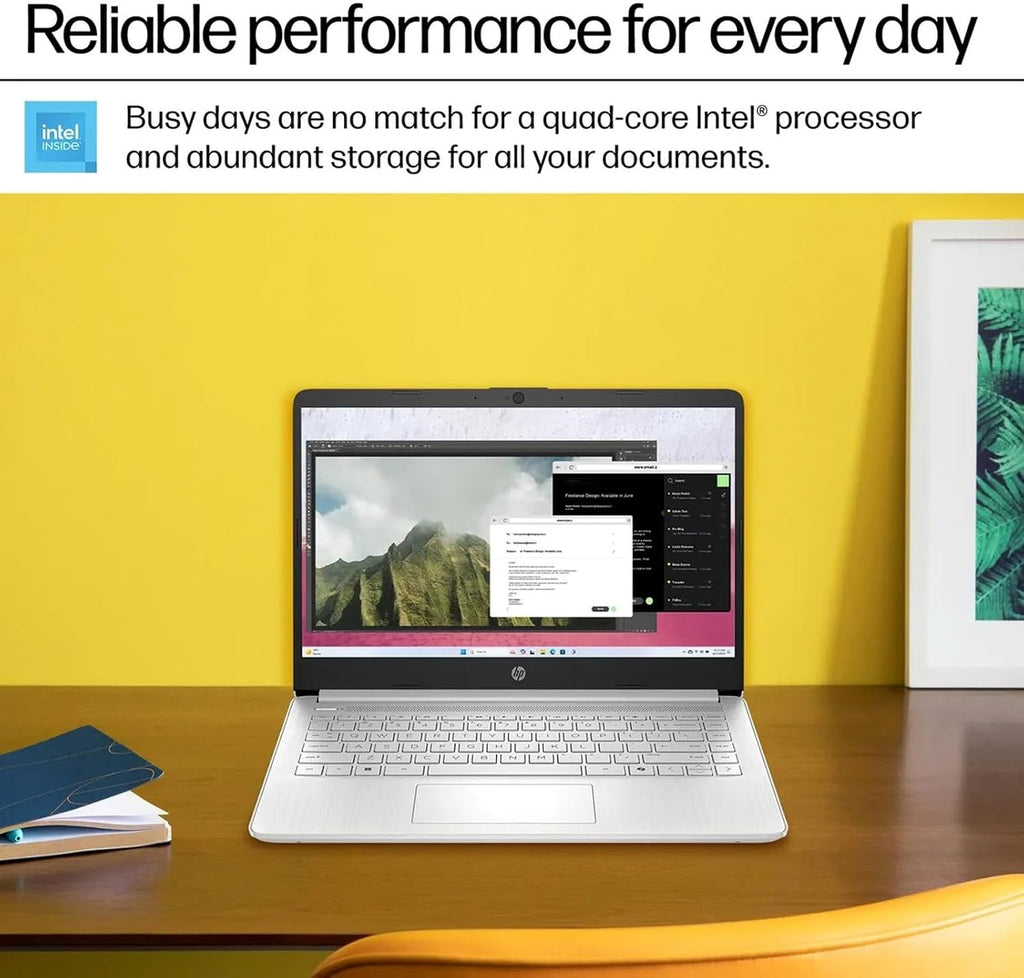 HP 2025 14' Everyday Laptop for Student & Business - 16GB RAM, 128GB UFS & 128GB SD Card • Intel Quad-Core N150 Processor • Ai Copilot • Win11 Pro • 1 Year Office 365 (Silver)