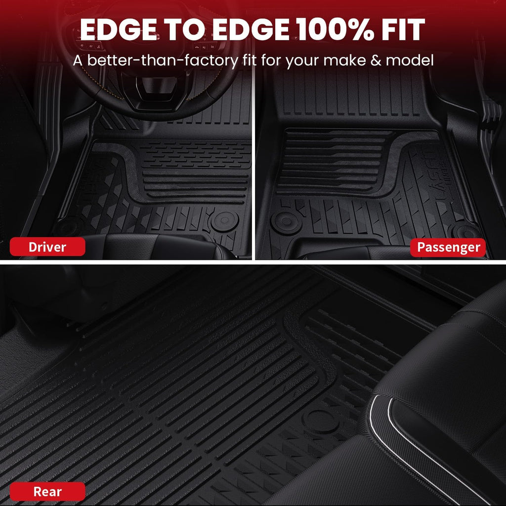 LASFIT Floor Mats for 2002-2008 Dodge Ram 1500 Quad Cab, 2003-2009 for 2500/3500 Bucket Seating, Not Fit Have 4X4 Shifter, All Weather TPE Custom Fit Car Mats Floor Liners 1st & 2nd Row, Black