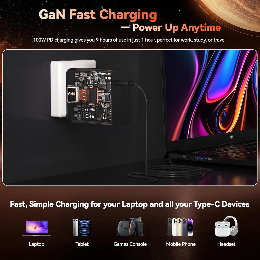 NIMO 17.3' Gaming-Laptop, AMD Ryzen 7 7735HS (8C/16T, Beats i7-12650H) 64GB DDR5 RAM 1TB SSD Computer with Radeon 680M, 100W Type-C Charger, Wi-Fi 6E, 58Wh Battery, Fingerprint, Backlit Keyboard
