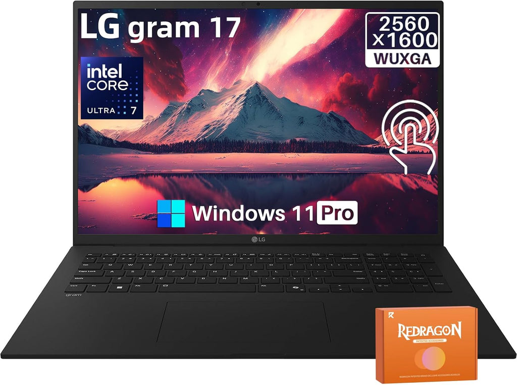 LG Gram 17 Touchscreen Laptop 2025, Copilot + PC, Intel Core Ultra 7 258V(Up to 4.8GHz), 17' QHD+ 2.5K Touch Display, 32 GB LPDDR5X, 4 TB SSD, Backlit Keyboard, Wi-Fi 7, Windows 11 Pro, Accessories