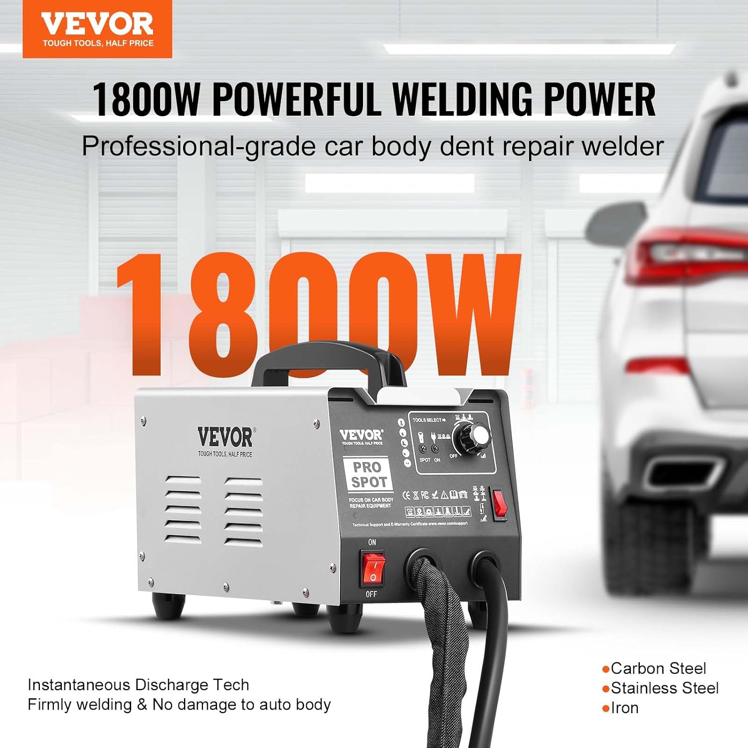 VEVOR Stud Welder Dent Repair Kit, 110V Auto Body Spot Welding Dent Puller Machine with 7 Welding Modes & Adjustable Power, 1.8KW Spot Welder Dent Removal Tool for Car, Truck Dent Repair