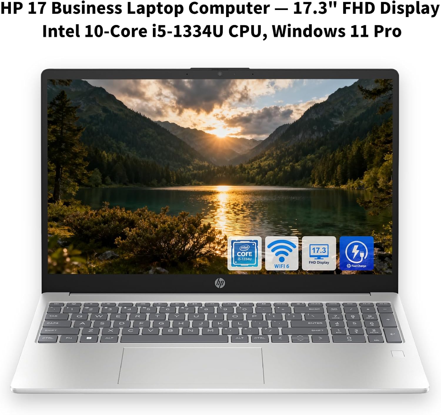 HP 17 Business Laptop Computer - 17.3' FHD Display, Intel 10-Core i5-1334U CPU, Intel Graphics, Wi-Fi 6, Backlit Keyboard, Fingerprint, Windows 11 Pro PC for Study & Work（64GB RAM | 2 TB SSD）