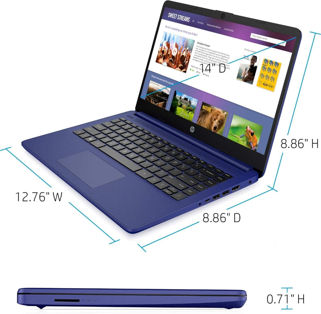 HP Stream Laptop 2023 Newest 14' HD Display, Intel Celeron N4120 Processor, 16GB RAM, 192GB Storge (64GB EMMC+128GB SD Card), ‎Intel UHD Graphics 600, Webcam, Wi-Fi, Windows 11 Home in S Mode