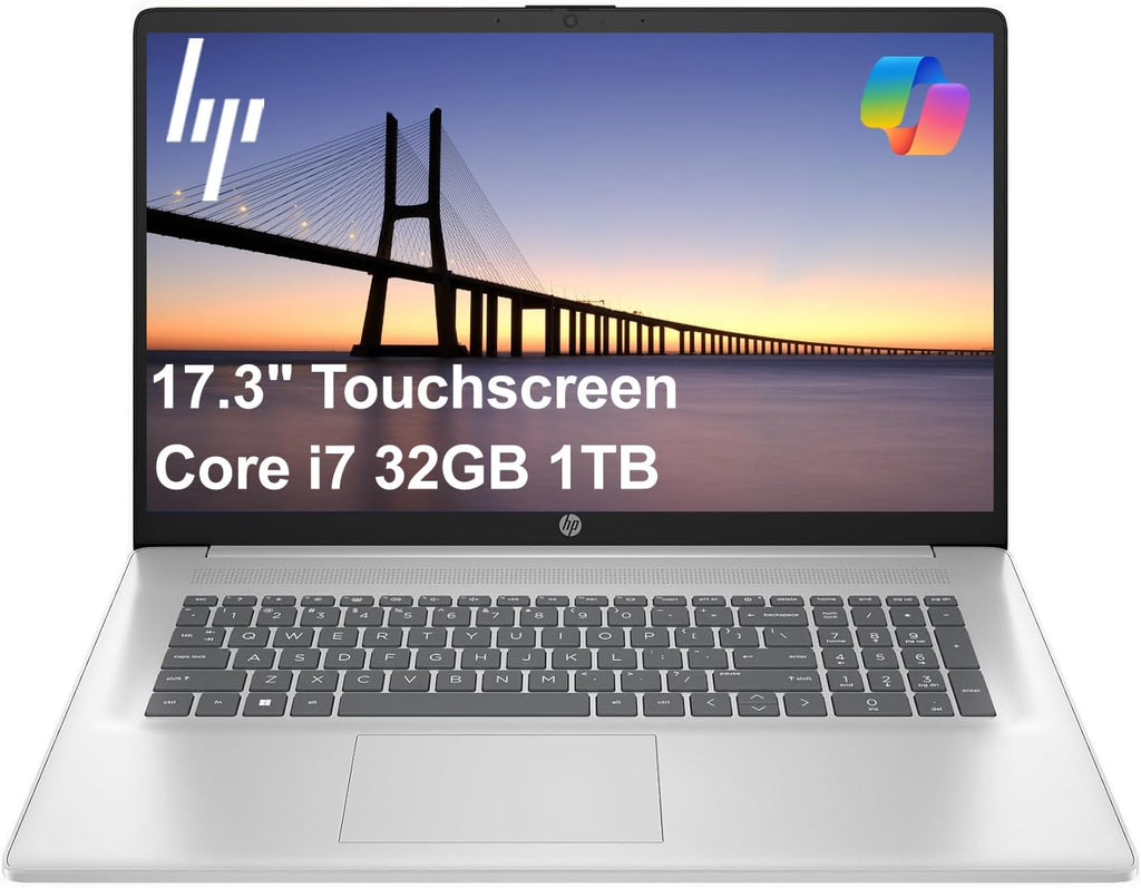 HP 17 inch Touchscreen Laptop (17.3' HD+, Intel 10-Core i7 150U (> Ultra 5 125U), 32GB RAM, 1TB SSD) for Business, Home, Students, Narrow Bezel, Webcam, Fast Charge, Wi-Fi 6, Win 11 Home w/Copilot