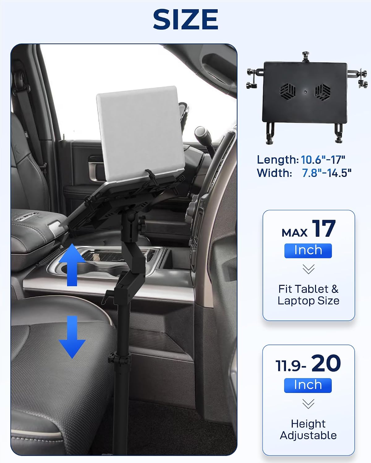 Truck Laptop Mount Fit for 2012-2025 Dodge Ram 1500 2500 3500 4500 5500, No-Drill Vehicle Computer Mount for Truck