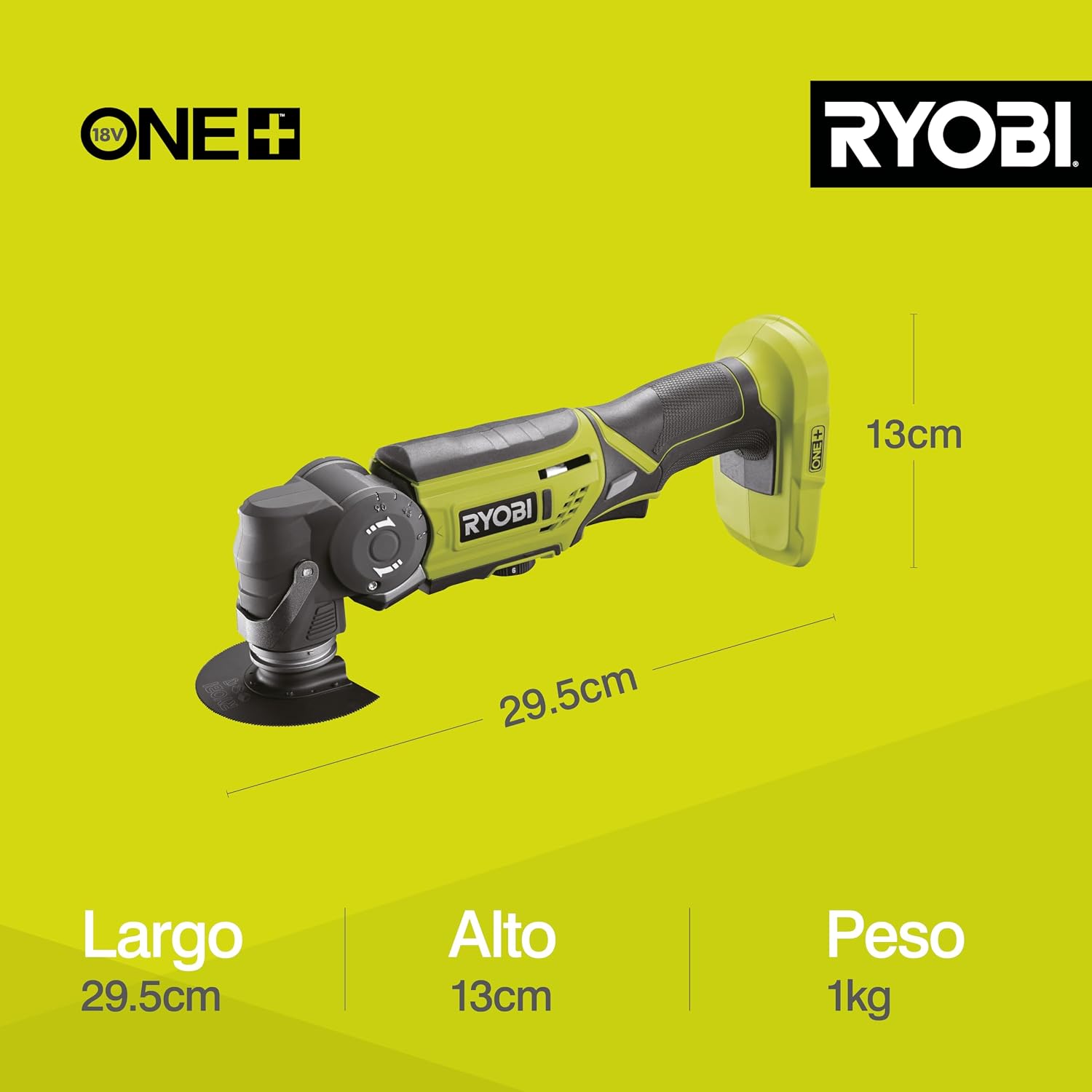 Ryobi ONE+ R18MT-0 18V Cordless Multi Tool (Zero Tool), Hyper Green