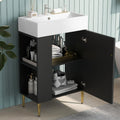 Merax 21.6 Inch Modern Bathroom Vanity with Sink, Undermount Ceramic Sink Vanity Set with Storage, Freestanding Bathroom Cabinet for Small Space, Black