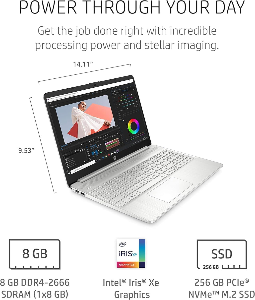 HP 15.6 Inch Student Laptop | Intel Pentium Silver, Quad-Core Processor | 16GB RAM, 512GB SSD | Windows 11 | Thin and Light | 11 HR Battery | Natural Silver | True Vision Cam | Intel UHD Graphics