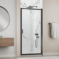 34-37' W x 72' H Pivot Swing Glass Shower Doors, 180° Rotating Retractable Bathroom Shower Door, Frameless Sliding Extended Bypass Shower Door with 3/16'(5mm) Clear SGCC Tempered Glass Matte Black