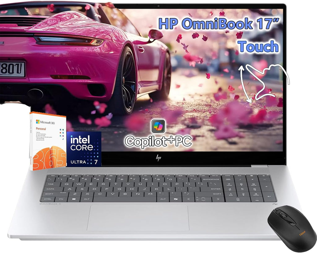 HP OmniBook 17 inch Touchscreen Laptop -Intel Core Ultra 7-32GB RAM| 4TB SSD -Backlit Keyboard -25.5 Hours Battery -Windows 11 Pro Copilot AI PC -Business Work Office College Gaming