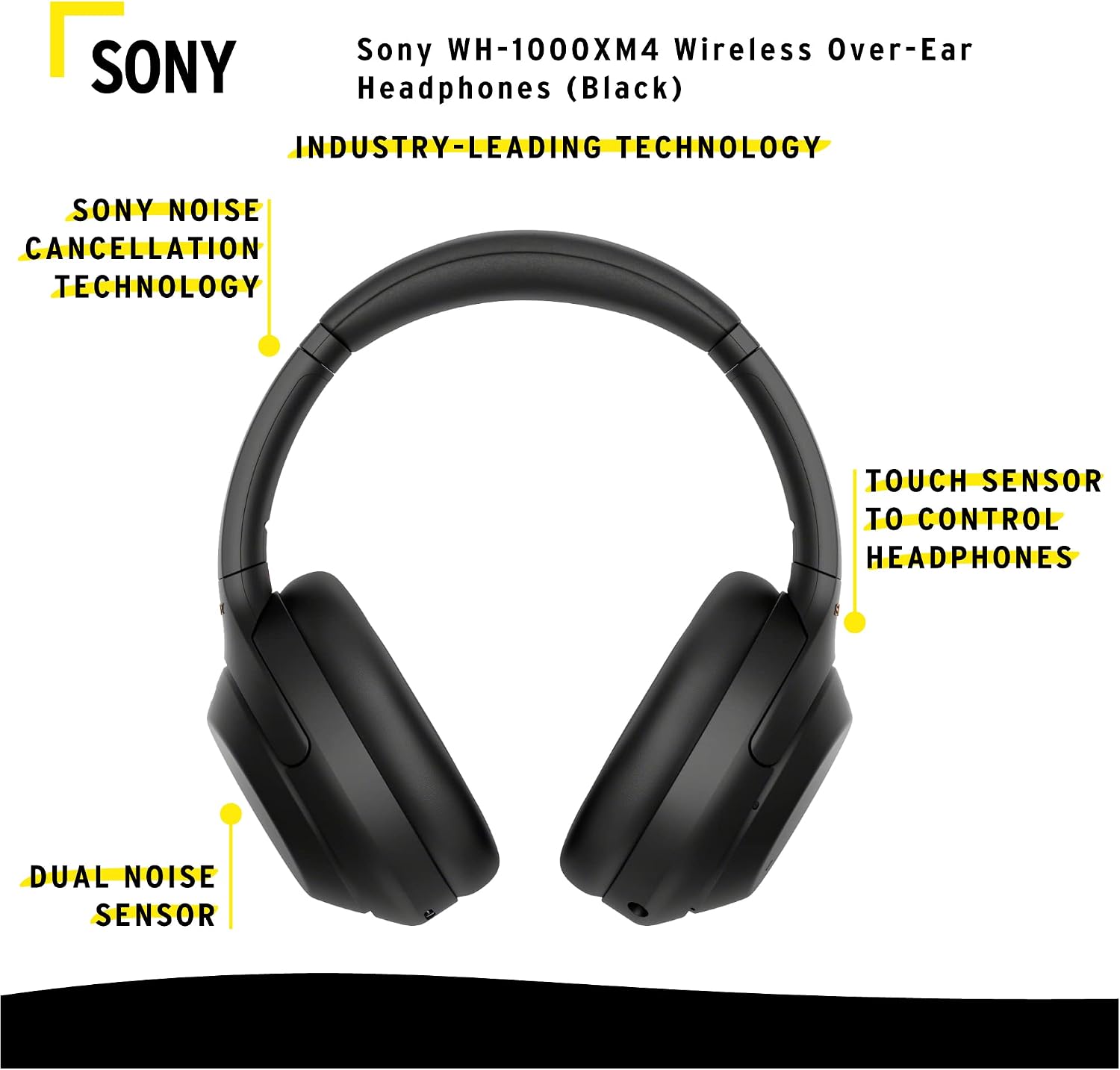 Sony WH-1000XM4 Wireless Bluetooth Noise Canceling Over-Ear Headphones (Black) Bundle with 10000mAh Ultra-Portable LED Display Wireless Quick Charge Battery Bank (2 Items)