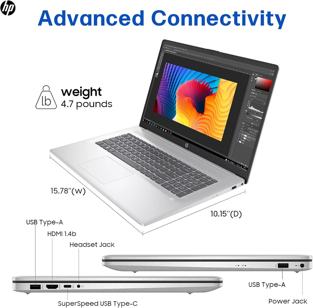 HP 17 inch Laptop, Intel 10-Core i5-1334U, 17.3' HD+ Anti-Glare Display, 64GB RAM, 2TB SSD, Backlit Keyboard, Fingerprint Reader, Windows 11 Pro, Wi-Fi 6, for Business Student, REDRAGON Accessories