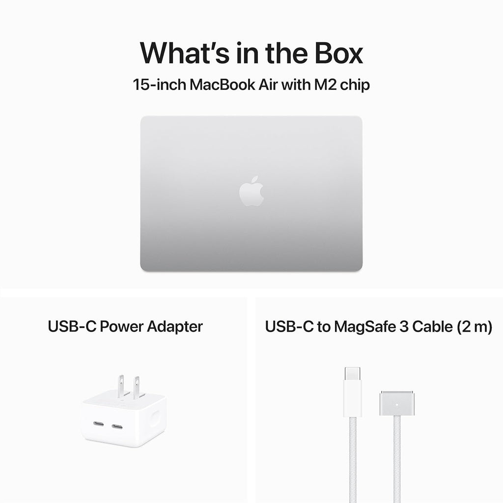 Apple 2023 MacBook Air Laptop with M2 chip: 15.3-inch Liquid Retina Display, 8GB Unified Memory, 512GB SSD Storage, 1080p FaceTime HD Camera, Touch ID. Works with iPhone/iPad; Silver