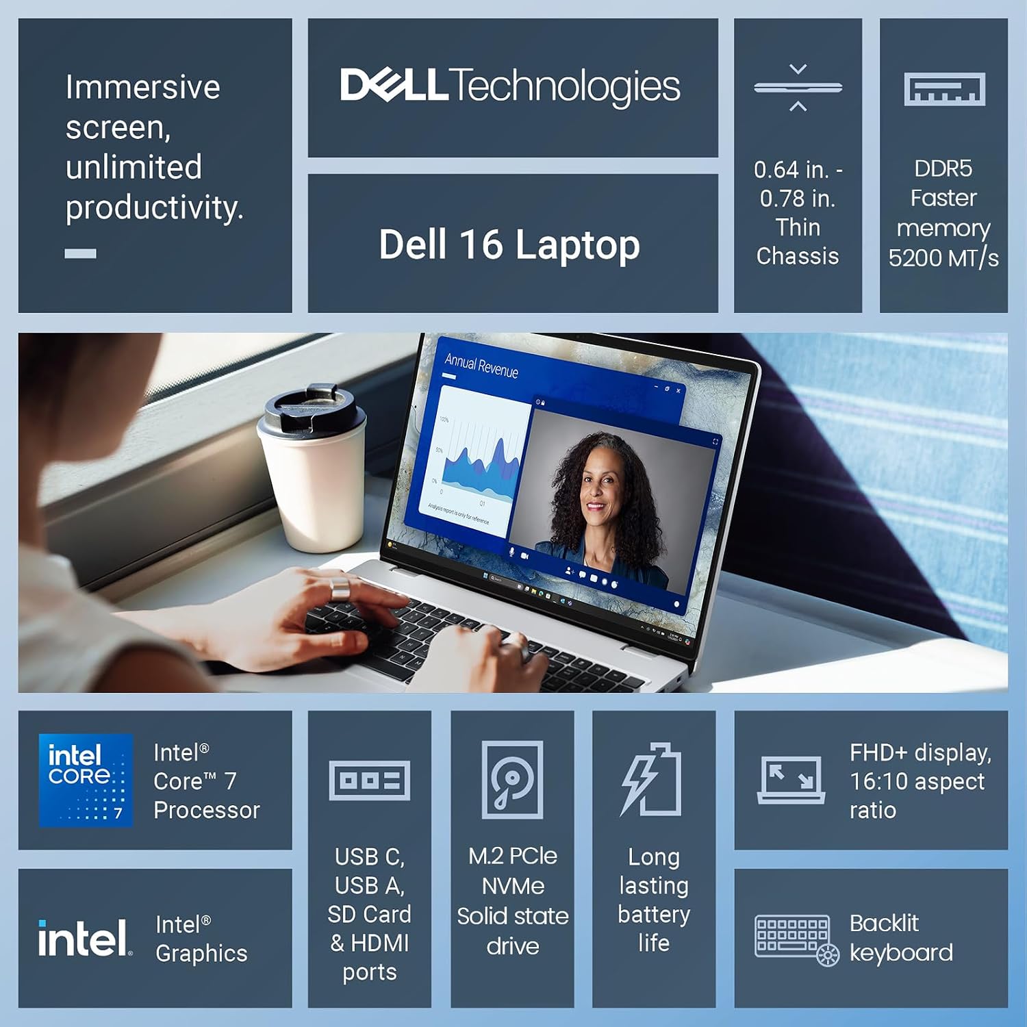 Dell 2026 16 Laptop Touchscreen Computer, 16' FHD+ Touch Screen Business Laptop PC, Intel Core 7 (10-Core, >i7-1355U), 16GB DDR5 1TB SSD Windows 11 Pro, Backlit Keyboard 10-Key,Fingerprint,Wi-Fi 6E