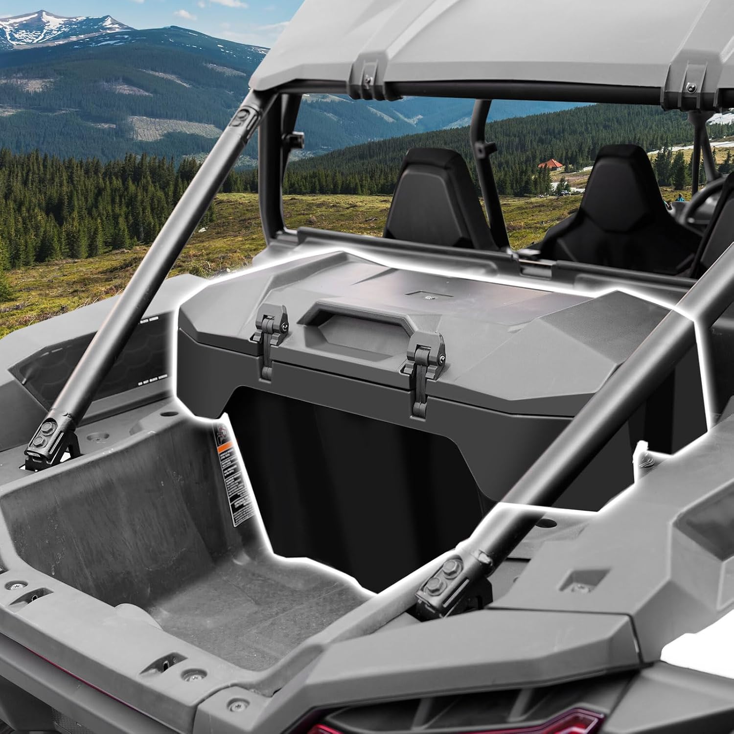 A & UTV PRO 82 QT UTV Rear Cargo Box for 2024-2026 Polaris RZR XP 1000 Accessories, Water Resistant Cargo Storage Bin with Two Lockable Latches for Polaris RZR XP 1000/ XP 4 1000, Replace OEM #2889611