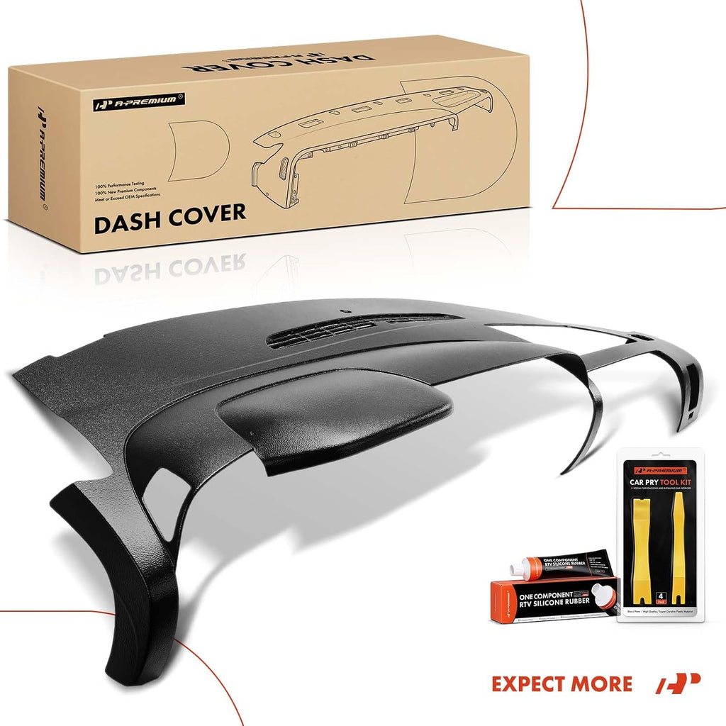 A-Premium Dash Cover Compatible with Chevrolet Silverado 1500, Silverado 2500 3500 HD & GMC Sierra 1500, Sierra 2500 3500 HD, 2007-2013, Black Dashboard Cover W/Glue, Car Pry Tool Kit