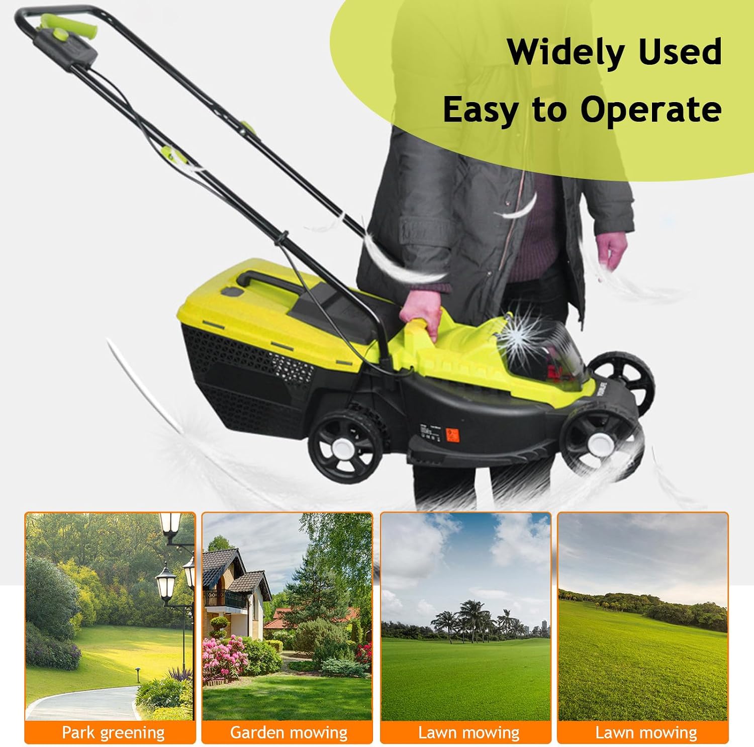 Electric Lawn Mower for Yards, 40V Self-Propelled Lawn Mower Cordless with 3-Position Height Adjustment, 2x4.0Ah Lithium Battery, Lawn Dethatcher for Lawns & Garden