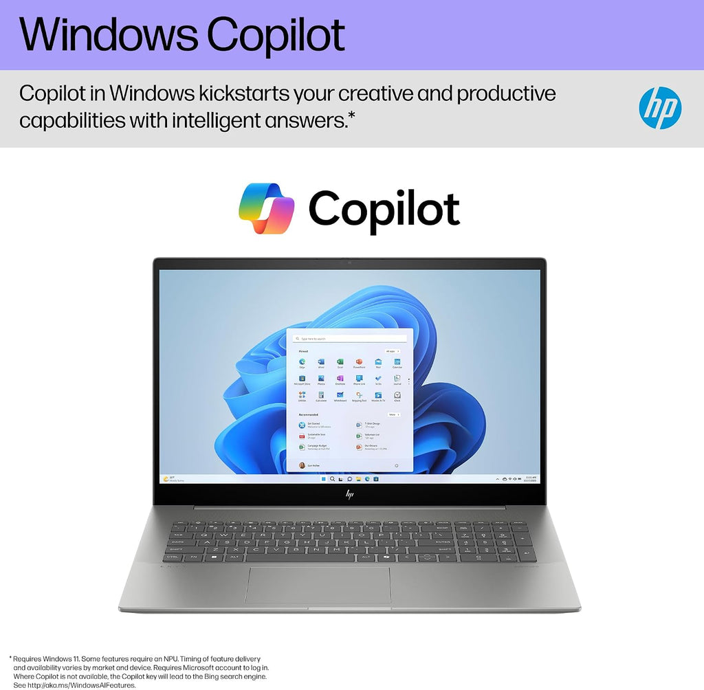 HP Envy 17 inch Laptop, FHD Touchscreen, Intel Core Ultra 7 155H, 16 GB RAM, 1 TB SSD, Intel Arc Graphics, Windows 11 Home, Copilot Key, 17-cw1010nr (2024)