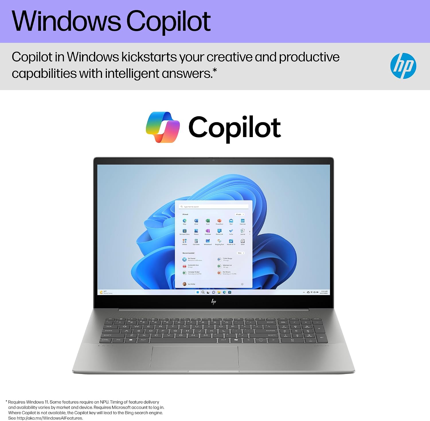 HP Envy 17 inch Laptop, FHD Touchscreen, Intel Core Ultra 7 155H, 16 GB RAM, 1 TB SSD, Intel Arc Graphics, Windows 11 Home, Copilot Key, 17-cw1010nr (2024)